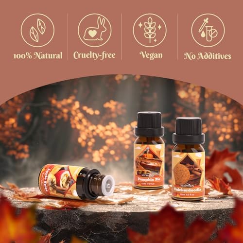 Autumn Essential Oil Set 6x10ml - Apple Spice Pumpkin Pie Pine Cinnamon Vanilla Snickerdoodle