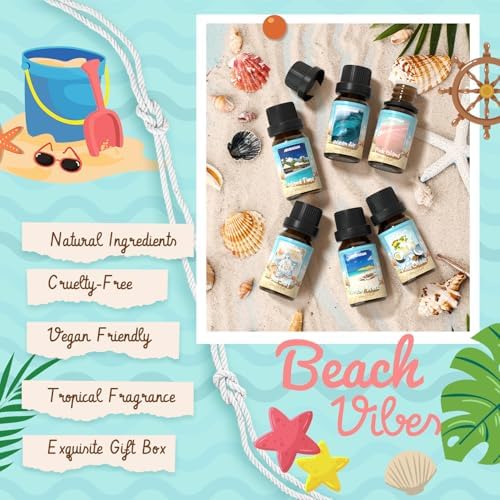 ARVIDSSON Beach Fragrance Oil Set - 7 Tropical Essential Oils for Diffuser