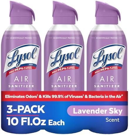 Lysol Air Sanitizer Spray with Lavender Sky Scent 10 oz Pack of 3