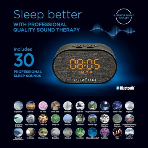 Sound Oasis Bluetooth Sleep Therapy System with Alarm Clock
