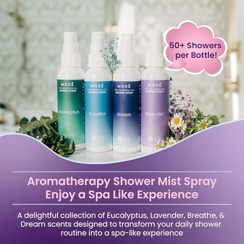 MOXE Aromatherapy Shower Mist 4 Pack - Eucalyptus Lavender Breathe Dream