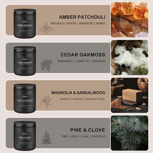 Auelife Scented Candles for Men 4 Pack Set