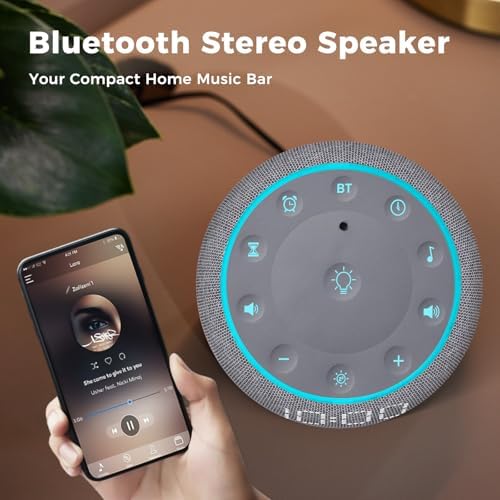 Mojikoo White Noise Alarm Clock with 5W Speaker and Night Lights