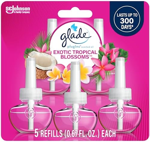 Glade PlugIns Refills Air Freshener Exotic Tropical Blossoms 335 Fl Oz 5 Count