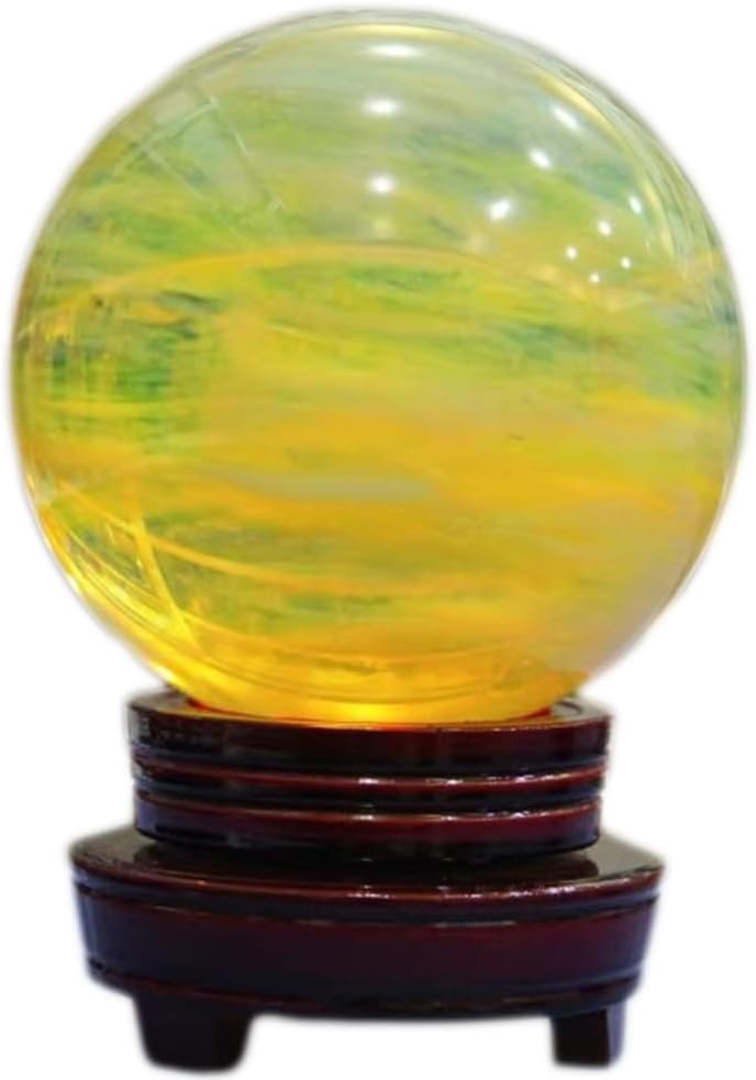 Yellow Obsidian Ball with Stand for Meditation and Feng Shui