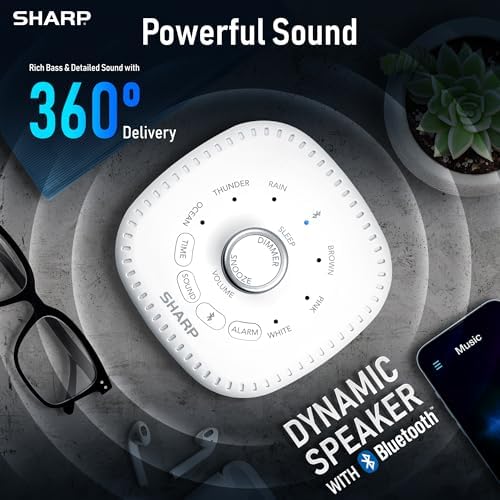Sharp Sound Machine Alarm Clock with Bluetooth Speaker