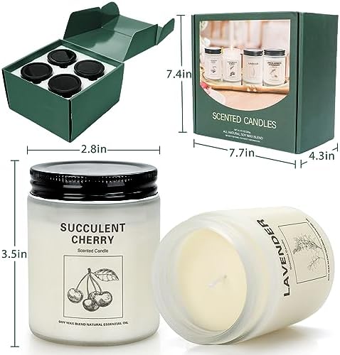 Lavender Aromatherapy Candles 4 Pack with 240 Hours Burn Time