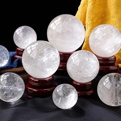 Clear Quartz Crystal Ball with Stand 7cm Natural White Stone Sphere