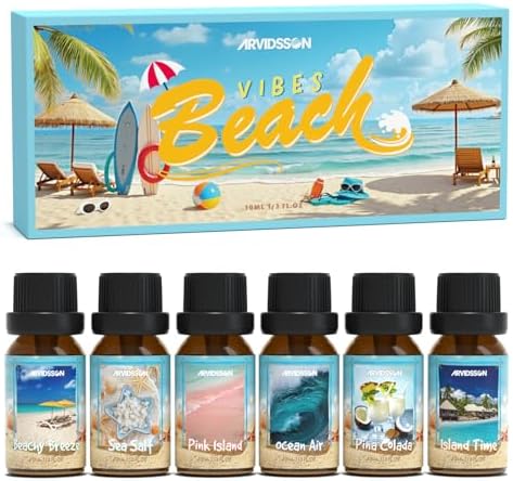 ARVIDSSON Beach Fragrance Oil Set - 7 Tropical Essential Oils for Diffuser