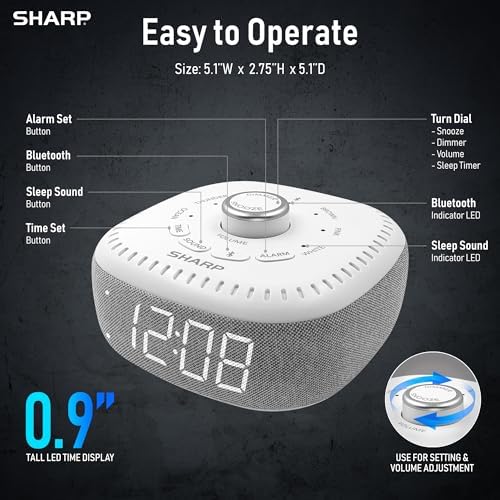 Sharp Sound Machine Alarm Clock with Bluetooth Speaker