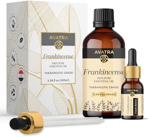 Avatra Frankincense Essential Oil 100ML with Glass Dropper and Travel Bottle