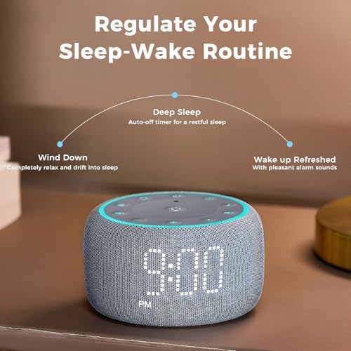 Mojikoo White Noise Alarm Clock with 5W Speaker and Night Lights