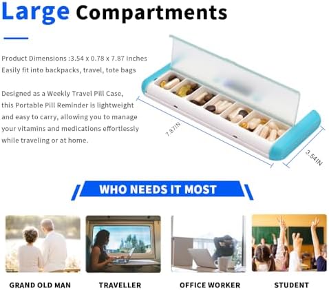 Smart Pill Organizer with 7 Alarms and LED Flash