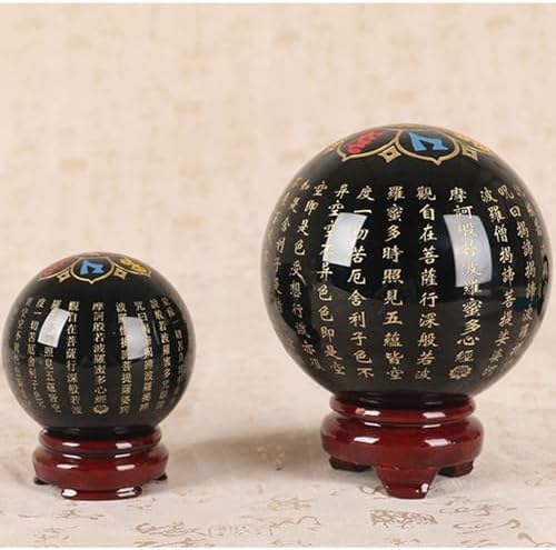 Engraved Symbol Black Obsidian Crystal Ball with Stand