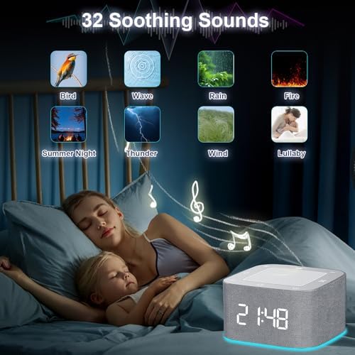 Sound Machine Alarm Clock with 32 Soothing Sounds
