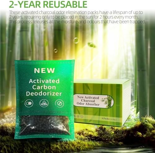 6 Pack Activated Charcoal Deodorizers for Home Car and Pet