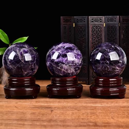Natural Fantasy Amethyst Sphere Ornament with Stand