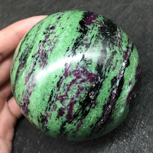 Natural Ruby Zoisite Healing Crystal Ball with Stand