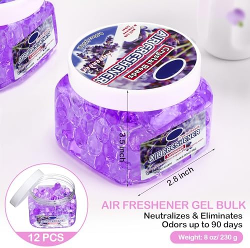 12 Pcs Air Freshener Gel Beads Lavender Odor Eliminator