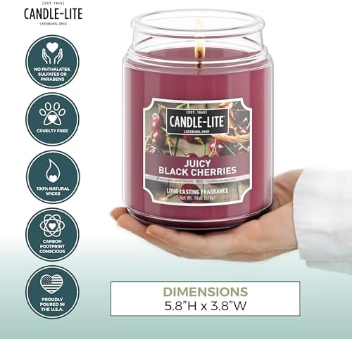 Candle-lite Scented Candles Juicy Black Cherries 18 oz Jar