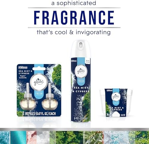 Glade 3 Wick Scented Candle Jar Sea Mist Cypress 3 Count