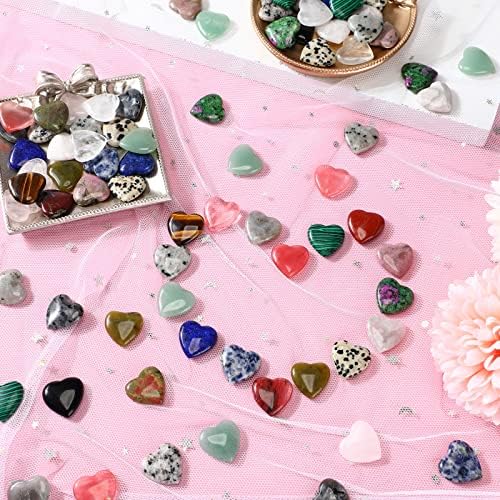 108 Pcs Heart Shaped Worry Stones Crystal Healing Stones