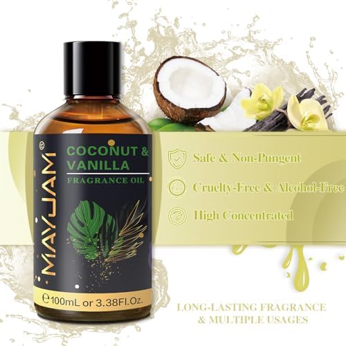 MAYJAM 100ML Coconut Vanilla Fragrance Oil with Glass Dropper