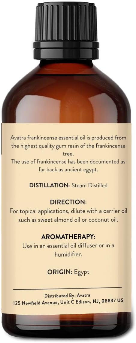 Avatra Frankincense Essential Oil 100ML with Glass Dropper and Travel Bottle