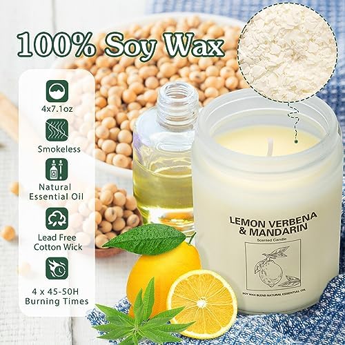 Lavender Aromatherapy Candles 4 Pack with 240 Hours Burn Time