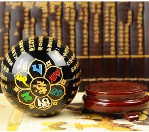 Engraved Symbol Black Obsidian Crystal Ball with Stand
