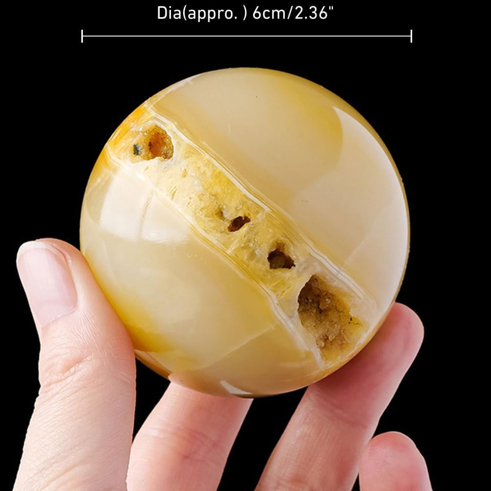 Natural Yellow Crystal Geode Sphere with Stand 60mm