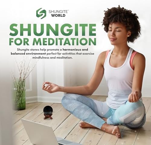 Shungite Stone Sphere 40mm with Stand for Feng Shui Healing