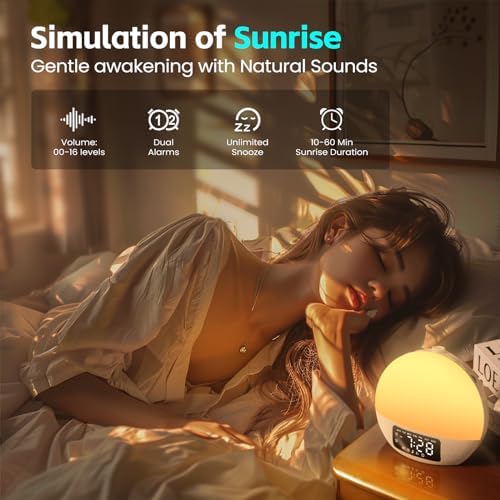 Sunrise Alarm Clock with White Noise and Night Lights