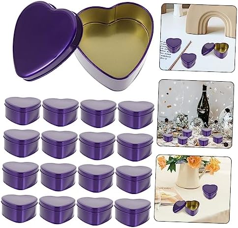 10Pcs Purple Heart Shaped Candy Box Wedding Favor Container Durable Tinplate