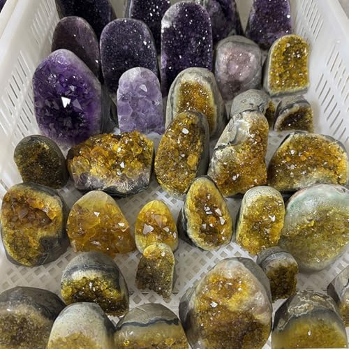 Natural Citrine Crystal Cluster Geode for Home Decoration