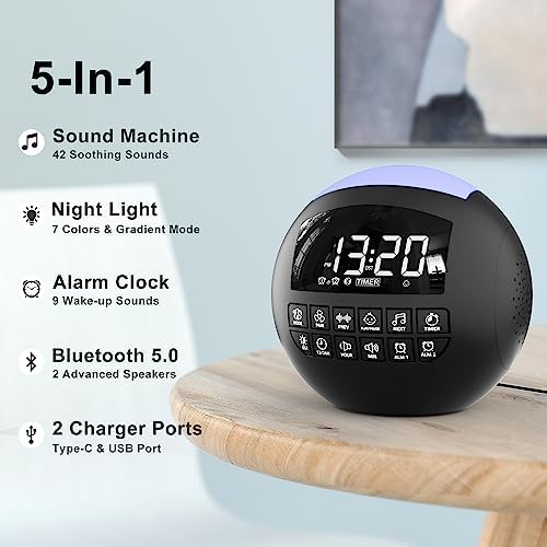 ROCAM 5-in-1 White Noise Machine with Bluetooth and Night Light