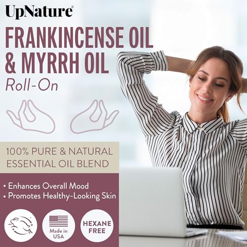 UpNature Frankincense and Myrrh Oil Roll On - Natural Essential Oil for Skin