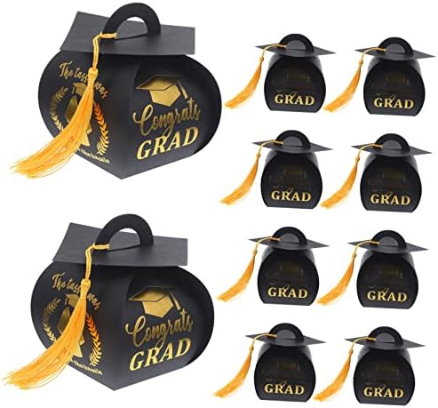 10Pcs Graduation Cap Candy Holders with Tassels