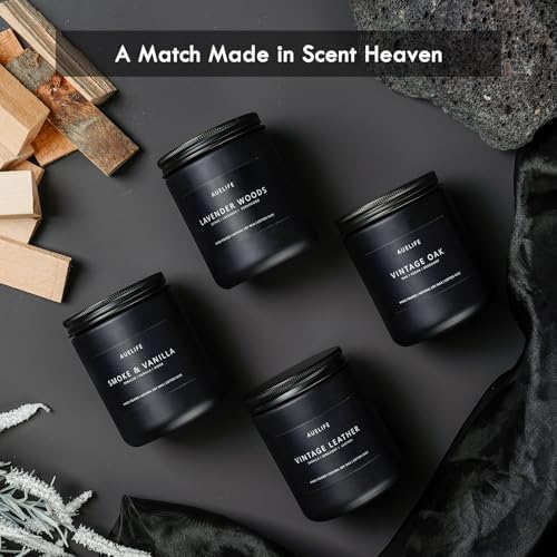 Auelife Scented Candles for Men 4 Pack Set