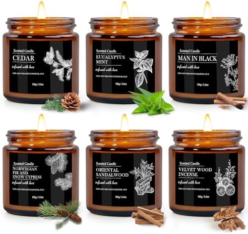 Men Scented Candle Set - 6 Pack Aromatherapy Candles for Home