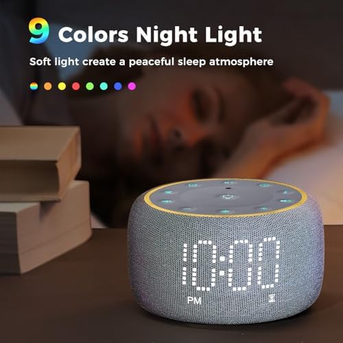 Mojikoo White Noise Alarm Clock with 5W Speaker and Night Lights
