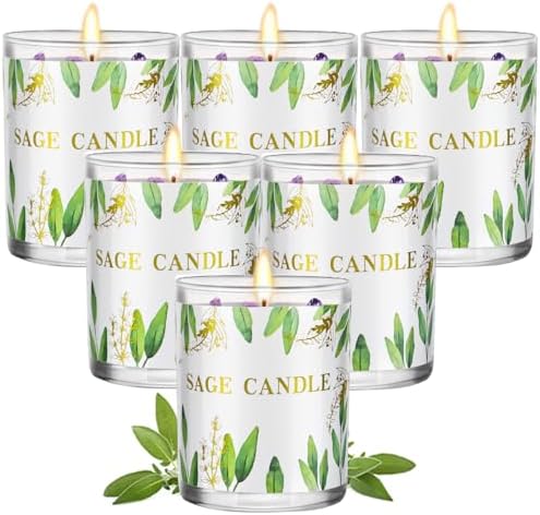 Sage Candle 6 Pack for Energy Cleansing and Relaxation