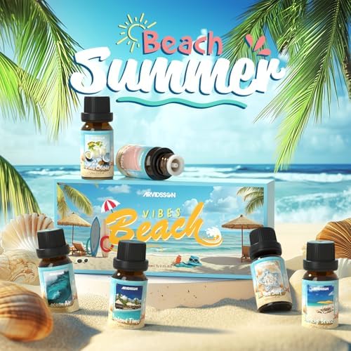 ARVIDSSON Beach Fragrance Oil Set - 7 Tropical Essential Oils for Diffuser