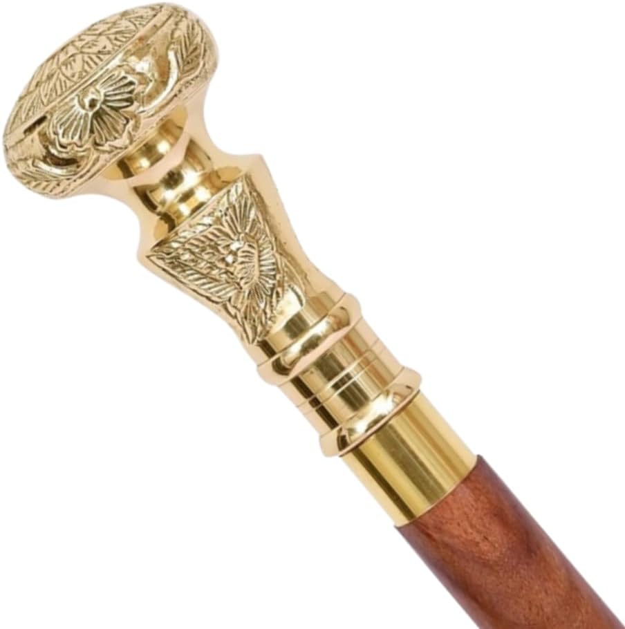 Ejarx Brass Lion Head Walking Stick 36 Inches