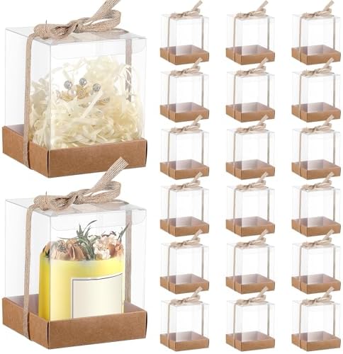 Cunno 24-Pack Transparent Candle Gift Box with Ribbon