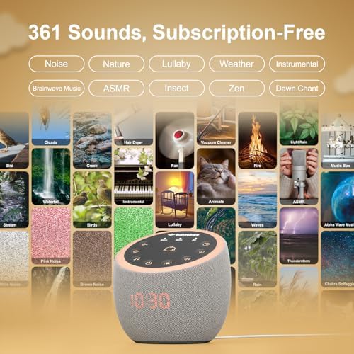 Santebee White Noise Sound Machine with 361 Sounds and Smart APP Control