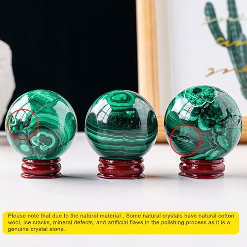 Natural Malachite Crystal Healing Sphere with Stand
