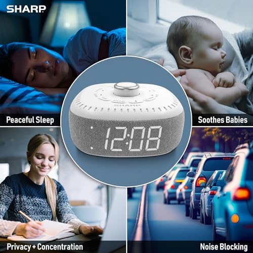 Sharp Sound Machine Alarm Clock with Bluetooth Speaker