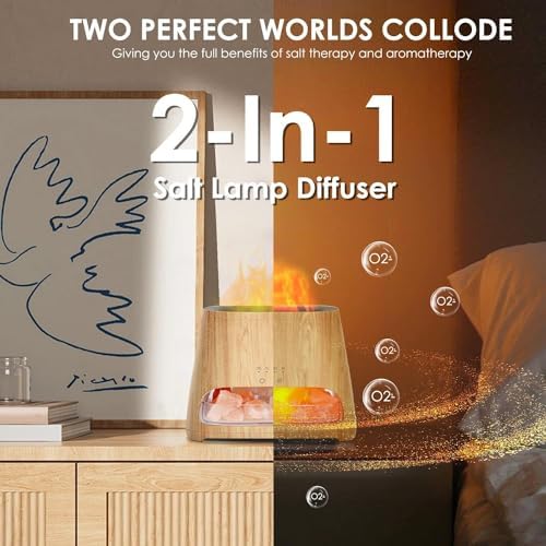 SALKING 2-in-1 Ultrasonic Diffuser with Himalayan Salt Lamp