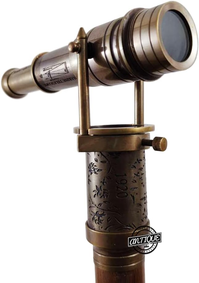 Unisex Lightweight Sturdy Folding Walking Cane with Antique Brass Handle
